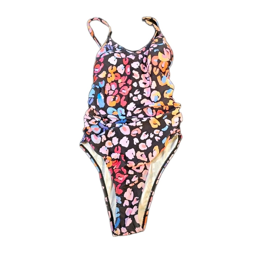 Cupshe Swimsuit SZ XS Multicolor Leopard Print O Ring Piece Ruched One Piece